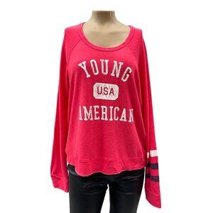 Sundry Young USA American Long Sleeve Red Pullover Sweatshirt Top Women Size 2‎